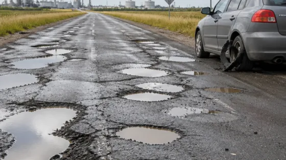 Ruta 7: más de 90 pozos en 5 km en el tramo de la destilería, denuncian usuarios