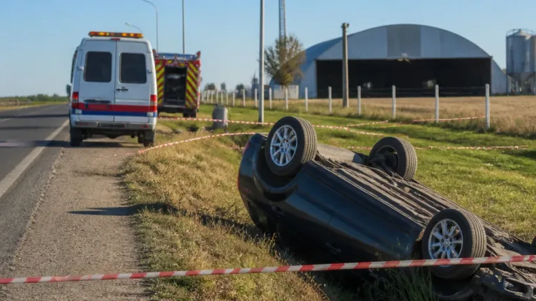 Volcó un auto en la Ruta Nacional 33 cerca del aero club de General Villegas